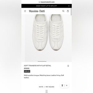 Massimo Dutti NWT no box size 10 women’s 
White Soft Trainers with Flap Detail